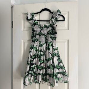 Hill House Green and White Floral Dress